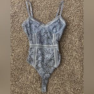 Blue Lulus floral lace bodysuit